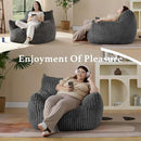 Giant Plush Bean Bag Chair for Adults with Armrests - Oversized Comfy Grey Beanbag Lounge Lazy Floor Sofa Accent Chair for Living Room, Bedroom & Dorm, Cozy Fluffy Single Cloud Mini Couch by CozyNest Decor