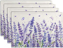 Lavender Placemats Set of 4 Purple Flower Butterfly Linen Fabric Table Mats Seasonal Spring Summer Rustic Floral Placemat Farmhouse Decorative Washable Place Mats for Home Kitchen Dining Table by CozyNest Decor