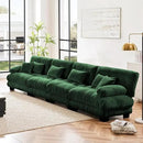 Modular Sectional Sofa, Comfy Cloud Couch 4 Seater Couch, Sectional Couches for Living Room, Modern Chenille Oversized Couches for Bedroom, Sleeper Deep Seat Sofa with Throw Pillows, Green by CozyNest Decor