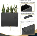 Metallic Heavy Planter for Outdoor Plants, 38Lx10Wx30H Inches Tall and Long Metal Divider Planter Box for Outside & Indoor, No Assembly Required (Gray) by GreenHaven Gardens