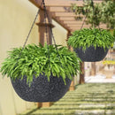 WOUSIWER 13 inch 2Pack Large Hanging Planters for Outdoor Indoor Plants with Drainage Holes and Chain, Round Hanging Flower Pots for Garden Home Porch Decor, Black Speckles by CozyNest Decor