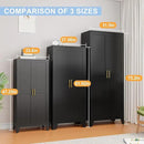 Black Metal Storage Cabinet, 48" Steel Cabinets for Home Office, Kitchen Pantry Storage Cabinet with Doors and 3 Adjustable Shelves, for Office, Home, Garage, School by CozyNest Decor
