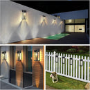 GOODFOEVER Solar Outdoor Lights Waterproof, 4 Pack Fence Lights Solar Powered with LED Bulbs, Metal Wall Lights for Garden Porch Patio Yard and Garage, Aluminum and Glass Shade (Wall Light 4 Pack)