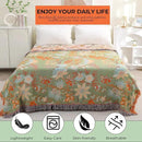 Boho Fall Throw Blanket for Bed，100% Ultra Cotton Soft Breathable Bed Throw Floral Printed Farmhouse Decor Rustic Bed Throws for Couch Sofa Quilt 90" x 98"-Orange& Sage Green