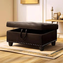 Ottoman Rectangular Storage Ottoman Bench, Faux Leather Footrest, Coffee Table, Stool Footstool with Hinged Lid for Living Room, Bedroom, Entryway, Brown, 28.5"x19"x17.5" by CozyNest Decor