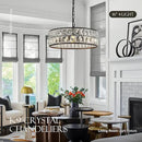 16” 4-Light Modern Crystal Chandeliers Black Dinning Room Light Fixture, Round Pendant Light Kitchen Island Chandelier, Flush Mount Ceiling Light for Living Room Entryway Bedroom Foyer by CozyNest Decor