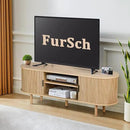 54" Tambour Door TV Stand,Wood Mid Century Modern TV Cabinet for Up to 65“ TV,Curved Edge Long TV Stand with Storage for Bedroom Living Room(Natural, 54inch) by CozyNest Decor