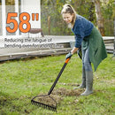 Garden Rake for Lawn Heavy Duty, 14 Tines Metal Rake with Thick Fiberglass Handle, 58 Inches by GreenHaven Gardens