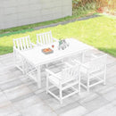 HDPE Patio Dining Set, 5-Piece Outdoor Table and Chairs with Umbrella Hole, Modern Outdoor Dining Set for 4, HDPE Outdoor Patio Furniture Dining Sets for Deck, Poolside, Porch, Pearl by CozyNest Decor