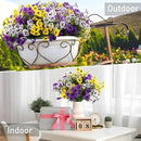 18 Bundles Artificial Fake Pansy Flowers for Outdoor, Faux UV Resistant Silk Pansies Flowers for Outside Planter Front Door Porch Yard Patio Window Box Home Decor (18, Purple, Yellow, White) by CozyNest Decor