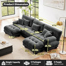 U Shaped Couch Sectional Couch, 3-Seater Cloud Couch Sectional Oversized Couch, Sofa Bed Couch with Round Bolster Armrests 5 Pillows, Modular Couch Home Sofa Living Room Couch(Gray) by CozyNest Decor