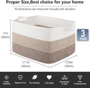 OIAHOMY Rectangle Woven Storage Basket - Nursery Cotton Rope Baskets for Storage, Toy Basket Organizing for Living Room, 17.7"x13.8"x11"- Pack of 3 - Gradient Yellow by TinyTreasures Baby Boutique