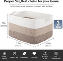 OIAHOMY Rectangle Woven Storage Basket - Nursery Cotton Rope Baskets for Storage, Toy Basket Organizing for Living Room, 17.7"x13.8"x11"- Pack of 3 - Gradient Yellow by CozyNest Decor