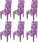 JQinHome Purple Halloween Chair Slipcover, Spider Web Chair Covers Set of 6, High Stretch Washable Chair Protector Cover for Dining Room, Kitchen,Home Party,Wedding Ceremony(Purple Candy,6PC) by CozyNest Decor