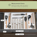 Premium Silverware, Flatware and Utensil Organizer for Kitchen Drawers, Food-Safe Contract Grade, Expandable from 14.5 to 25 In, White Bamboo by CozyNest Decor