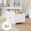 Kids Bookshelf with Reading Nook, Kids Bookcase with Soft Cushion Seat, 2 Wheels Drawers and 8 Storage Cubbies, Toy Storage Organizer for Kid's Room Playroom, Bedroom, School, White by CozyNest Decor