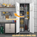 Locking Cabinet,Metal Storage Cabinet with Doors and Shelves,Broom Closet Storage Cabinets for Bedroom,Home Office,Grey-White by CozyNest Decor