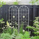 4 Pack Metal Garden Trellis 86.7" White Fence Rustproof Garden Trellis for Climbing Plants Support Roses Flower Outdoor Lawn, Cream White by GreenHaven Gardens