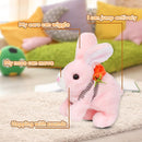 Easfan Hopping Pink Bunny Interactive Electronic Pet Plush Glowing Toy with Sounds Jumping Rabbit Ears Moving Educational Plush Toy Easter Birthday Gifts for Kids Girls, 7'' by TinyTreasures Baby Boutique