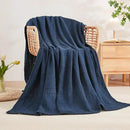 EMME Cotton Blanket Twin XL for Bed Soft Muslin Blankets 66"x90" Lightweight Breathable Layering Bedspread Coverlet All Season Gauze, Navy by CozyNest Decor