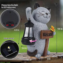 Juegoal Garden Statue Solar Cat Figurine with Lantern, 10" Resin Kitten Outdoor Lawn Porch Yard Art, Lighted Christmas Birthday Gifts for Mom Grandma by GreenHaven Gardens