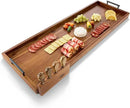 Acacia 36 Inch Extra Large Charcuterie Board with Cheese Knife Set of 4 - Acacia Wood Serving Tray with Handles, Long Charcuterie Board, Large Charcuterie Boards for Party, Wooden Cheese Board by CozyNest Decor