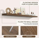 RICHFOCUS 72Inch Floating Shelves for Wall 1 Pack Shelves for Bedroom|Kitchen|Bathroom Wall Mounted Rustic Wood Floating Shelf with Invisible Brackets for Books|Storage|Decor, Walnut by CozyNest Decor