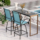 PHI VILLA 3 Piece Outdoor Bar Set, High Top Patio Bistro Table and Bar Chairs with Teal Textilene Fabric & Rustproof Metal Frame for Backyard, Balcony, Garden & Poolside by CozyNest Decor