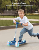 Besrey Kick Scooter for Kids Ages 3-10, 3-Wheel Folding Scooter with Adjustable Height, LED Light Wheels, Extra Wide Deck for Outdoor Activities by TinyTreasures Baby Boutique