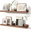 Fun Memories Picture Ledge Shelves Set of 2, 24 Inch Rustic Wall Mounted Floating Shelves with Lip for Home Storage and Décor in Bathroom, Kitchen, Nursery, Bedroom, Living Room, Walnut by CozyNest Decor