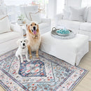 Lahome Boho Round Rug - 7Ft Washable Area Rug, Non-Slip Small Bathroom Rug, Lightweight Bedroom Throw, Oriental Distressed Print Carpet for Entryway, Sofa, Nursery, Kids Room by TinyTreasures Baby Boutique