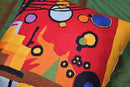 Kandinsky Contemporary Throw Pillow Cover - Heavy Red Space Modern Cushion | Abstract Throw Pillows | Contemporary Pillow | Abstract Chair Cushions | Hand Embroidered Cushion | Wool Size 18x18 by CozyNest Decor