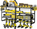 Metal Power Tool Organizer,Space-Saving Wall-Mounted Power Tool Rack,Holds 8 Drills + 4-Tier Storage,Durable Steel Construction for Garage, Workshop and Shed Organization by GreenHaven Gardens
