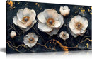 White Flower Wall Canvas Art for Bedroom - Black and White Wall Art for Living Room - Home Office Decor Wall Size 20" x 40" by CozyNest Decor