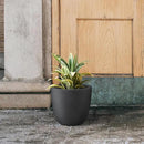 Kante 10 Inch Dia Round Concrete Planter, Indoor Outdoor Large Plant Pot with Drainage Hole and Rubber Plug for Home Patio Garden, Black by GreenHaven Gardens