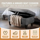 Ottoman Rectangular Storage Ottoman Bench, Flannel Footrest Stool Footstool with Lid for Living Room, Bedroom, Entryway, Black Gray, 28.5"x19"x17.5" by CozyNest Decor