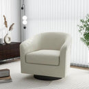 Swivel Barrel Accent Chair, Modern Round Linen Arm Chair for Living Room, Bedroom, Comfy Club Reading Chairs for Adults（Linen Fabric, Beige, Set of 1 by CozyNest Decor