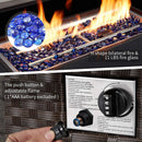 U-MAX 44in Outdoor Propane Gas Fire Pit Table, 50,000 BTU Auto-Ignition Gas Firepit with Glass Wind Guard, Black Tempered Glass Tabletop & Blue Glass Rock, Brown PE Rattan, CSA Certification by GreenHaven Gardens