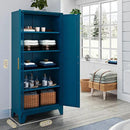 71'' Farmhouse Metal Storage Cabinet with Barn Doors,Steel File Cabinet for Home Office,Kitchen Pantry 4 Adjustable Shelves,Freestanding Cupboard for Kitchen,Home Office (Peacock Blue) by CozyNest Decor