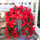Faux Bougainvillea Artificial Flowers Plants for Outdoor Outside Decoration, 2 PCS Red Fake Flowers UV Resistant Look Real Silk Long Trailing Vines for Front Door Porch Planter Urn Patio Garden Yard by CozyNest Decor