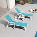 PURPLE LEAF Outdoor Lounge Chairs Set of 4 White Aluminum Chaise Lounge Chair Outdoor with Wheels and Armrest for Patio Deck Pool Side Table Include, Turquoise by GreenHaven Gardens