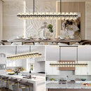 Crystal Black Rectangular Chandelier Light Fixture,54 in Dining Room Chandeliers Over Table,Modern Chandeliers For Living Room,Arcachon Chandelier,Kitchen Island Chandeliers Includes 60xG4 Bulbs by CozyNest Decor