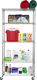Seville Classics UltraDurable Heavy Duty NSF Solid Steel Wire Rack Storage Unit, Organizer for Garage, Warehouse, Office, Restaurant, Classroom, Kitchen, Silver, 5-Tier Shelving, 36" W x 14" D by CozyNest Decor
