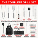 Kaluns Grilling Accessories, Dad Gifts for Christmas Grilling Gifts, Heavy Duty Stainless Steel Grill Set BBQ Grill Accessories for Outdoor Grill with Aluminum Case and Apron, Best Gifts for Men Dad by GreenHaven Gardens