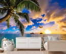 Sunset Seascape Wallpaper Palm Tree Beach Wall Mural for Living Room Bedroom Dining Room Basement(Not Self-Adhesive) by TinyTreasures Baby Boutique