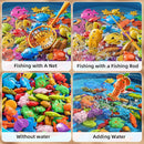 Magnetic Fishing Game Pool Toys for Kids 3-5, Water Table Bathtub Kiddie Party Toy with Pole Rod Net Plastic Floating Fish, Outdoor Toys for Kids Age 3 4 5 6 7 8 Year Old by TinyTreasures Baby Boutique