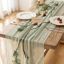 Keketo Sage Green Table Runner Cheesecloth 120 Inch 10 FT Rustic Boho Cheese Cloth Table Runner for Wedding Baby Shower Bridal Shower Sheer Gauze Centerpiece Home Decorations by CozyNest Decor