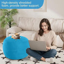 MeMoreCool Round Stuffed Pouf Ottoman Foot Rest, Floor Pouf Foot Stool with Soft Foam Chunk Filling, Small Round Ottoman Footstool Circle Footrest for Living Room, Blue by CozyNest Decor