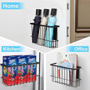 Magnetic Basket for Fridge, Magnetic Basket, Foil and Plastic Wrap Organizer with 4 Caddy Adhesive Stickers, Cabinet Storage Basket for Kitchen Wrap Food Bag Storage, Black, 2 Pack by CozyNest Decor