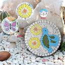 Garden Stepping Stones Set of 2 Butterfly Outdoor Garden Decor 10 inch Round Decorative Stones Pavers for Garden Walkway Landscaping, Hummingbird Gifts (N6-YYD334) by CozyNest Decor